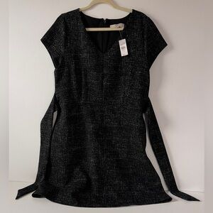 LOFT Women’s Shimmer Tweed Tie Waist Dress Size 14